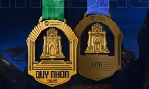 Tòa tháp xoay trên huy chương marathon Tòa tháp xoay trên huy chương marathon